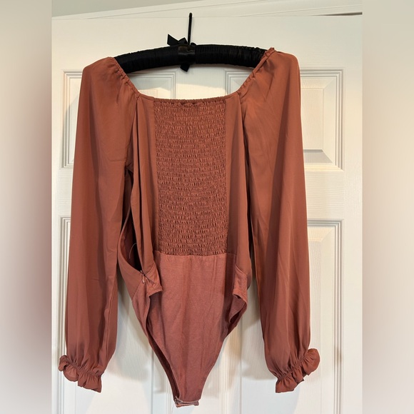 Women's Ruffled Rust Bodysuit - Picture 2 of 7